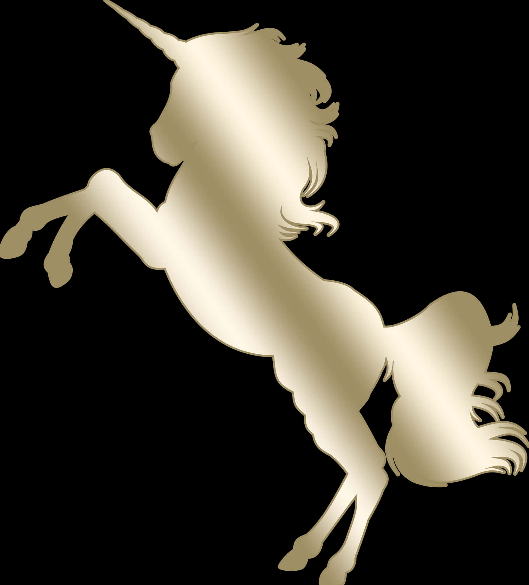 Golden Unicorn Silhouette PNG Image