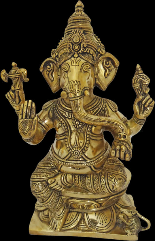 Golden Vinayagar Statue PNG Image