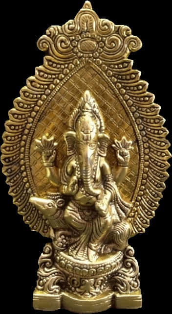 Golden Vinayagar Statue PNG Image