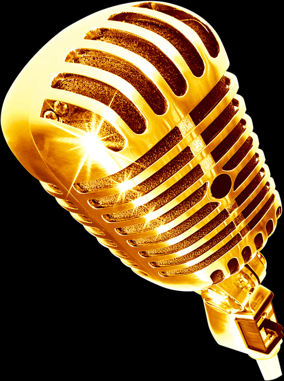 Golden Vintage Microphone PNG Image