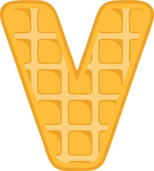 Golden Waffle Letter V PNG Image