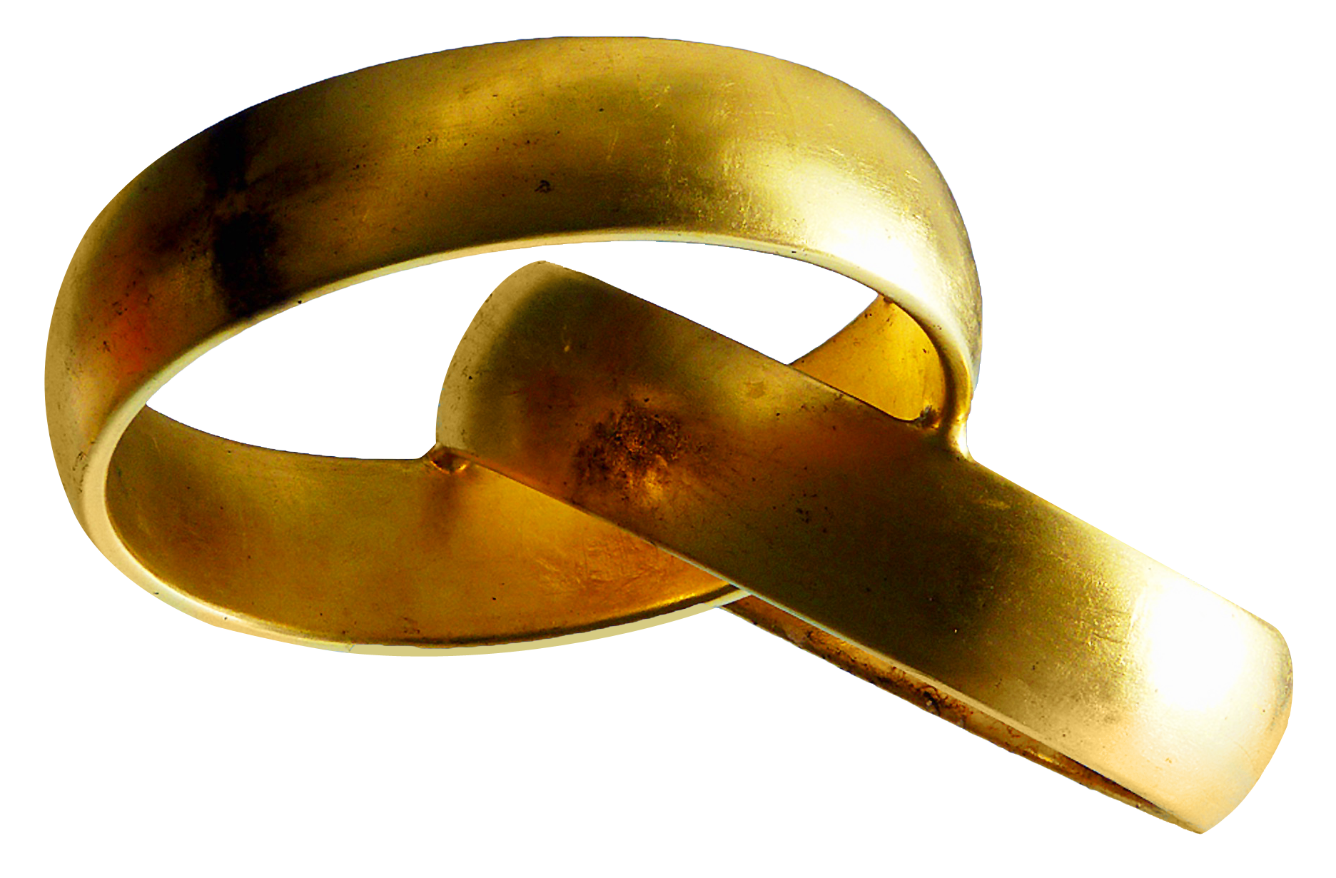 Golden Wedding Ring Interlocked PNG Image