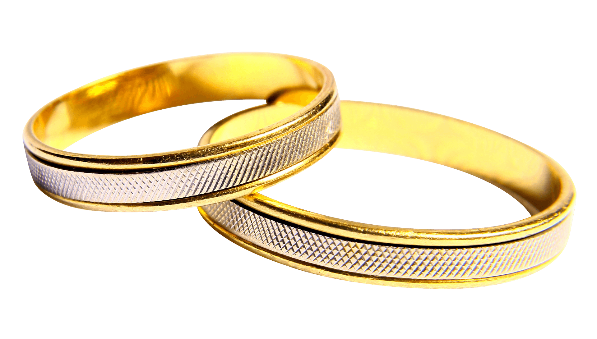 Golden Wedding Rings Interlocked PNG Image