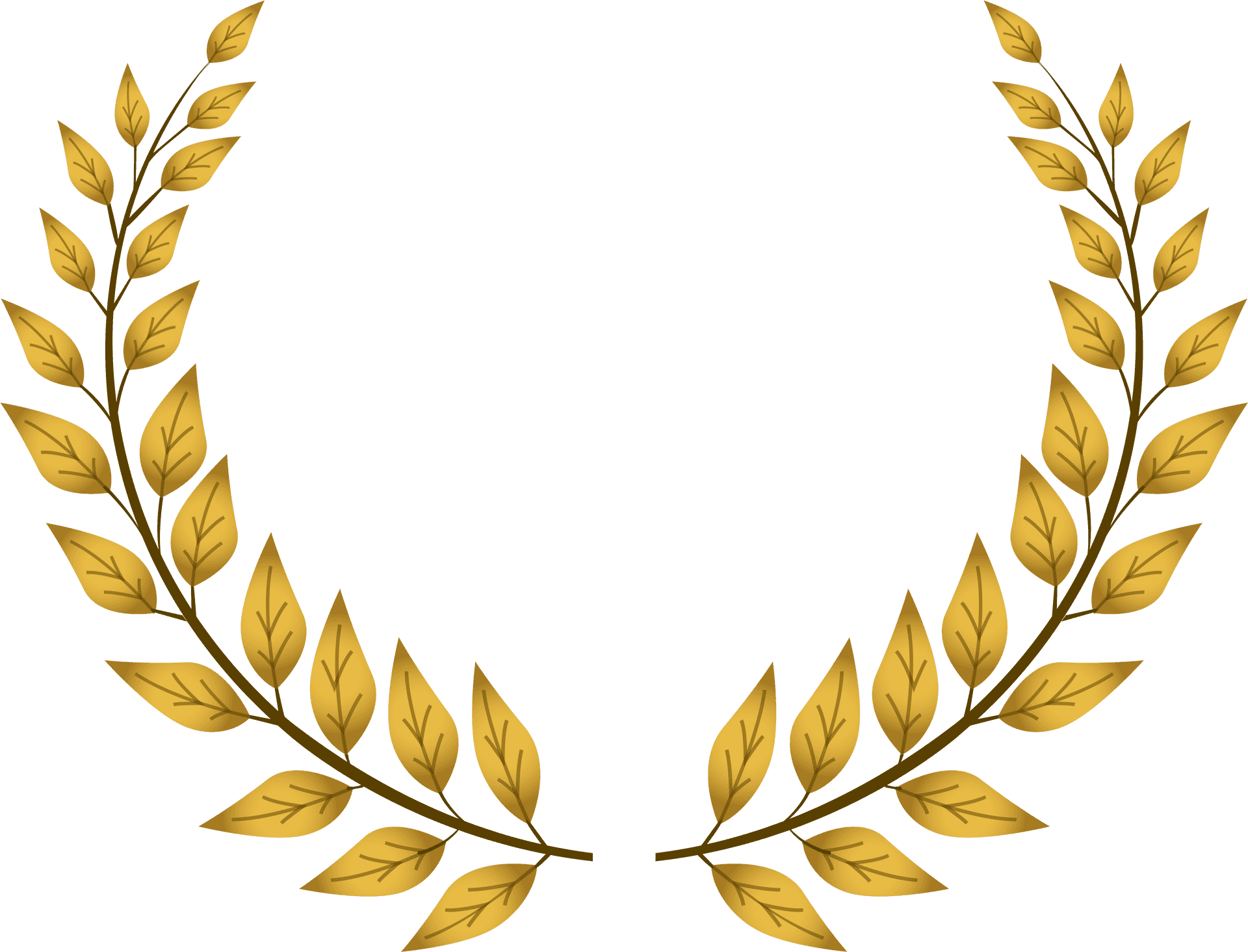 Golden Wheat Vector Laurel Wreath PNG Image