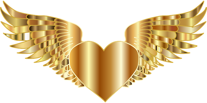 Golden Winged Heart PNG Image