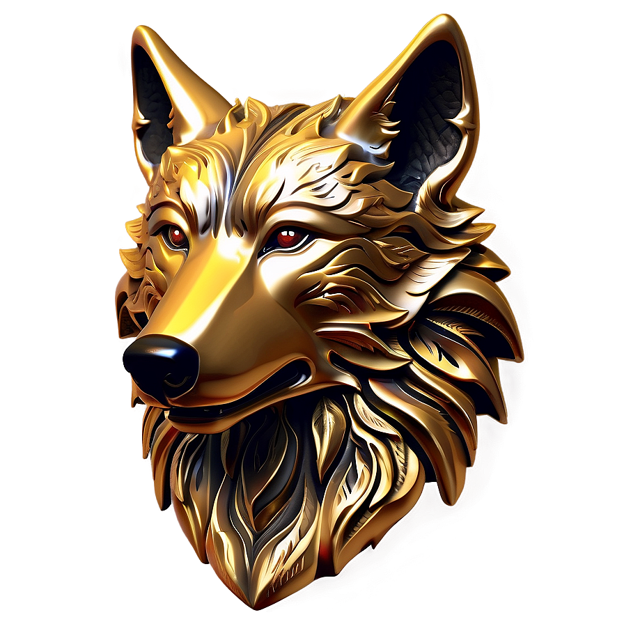 Golden Wolf Head Decoration Png 92 PNG Image