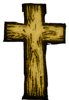 Golden Wood Grain Cross PNG Image