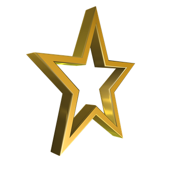 Golden3 D Star Graphic PNG Image