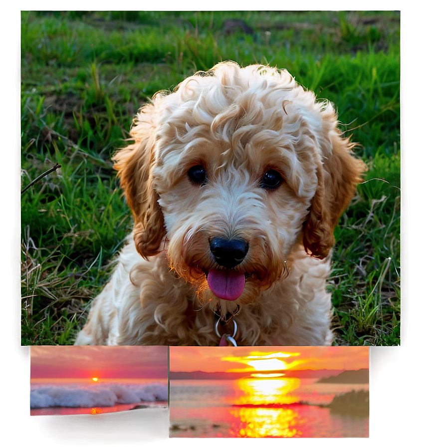 Goldendoodle At Sunset Png 06262024 PNG Image