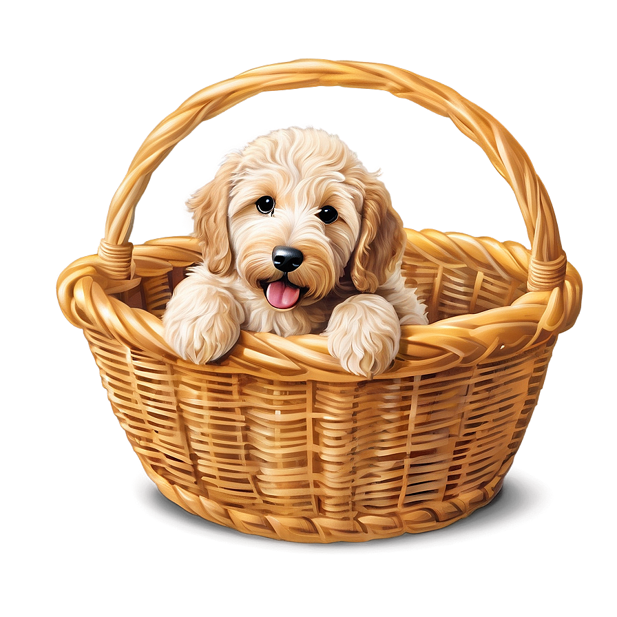 Goldendoodle In Basket Png Iuv53 PNG Image