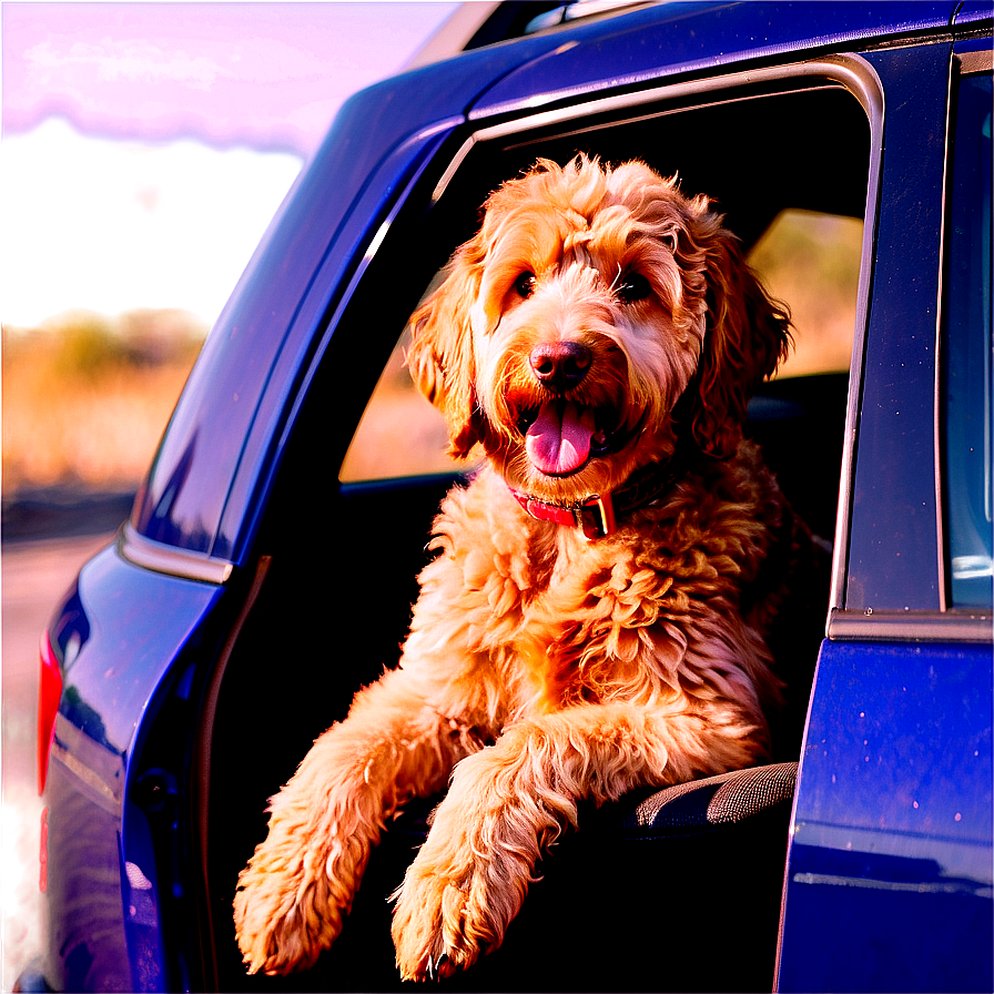 Goldendoodle In Car Png Jhg PNG Image