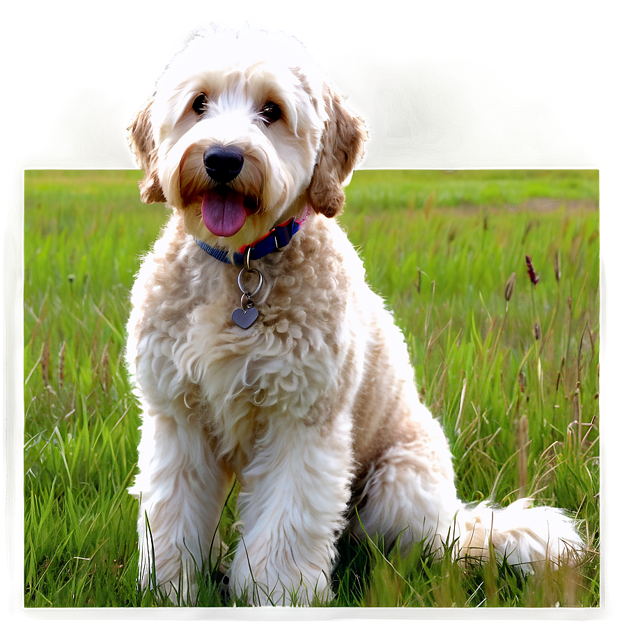 Goldendoodle In Field Png Vec1 PNG Image