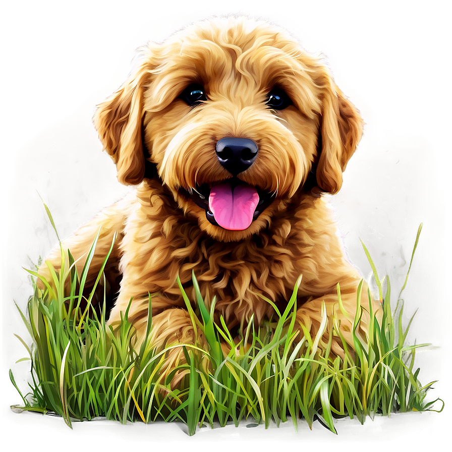 Goldendoodle In Grass Png 74 PNG Image