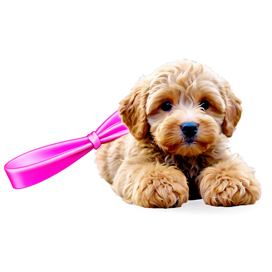 Goldendoodle With Bow Png 06262024 PNG Image