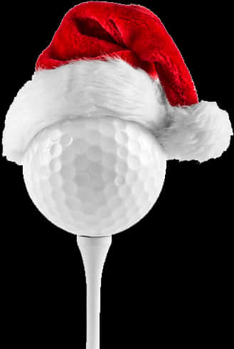 Golf Ball Santa Hat Festive Concept PNG Image