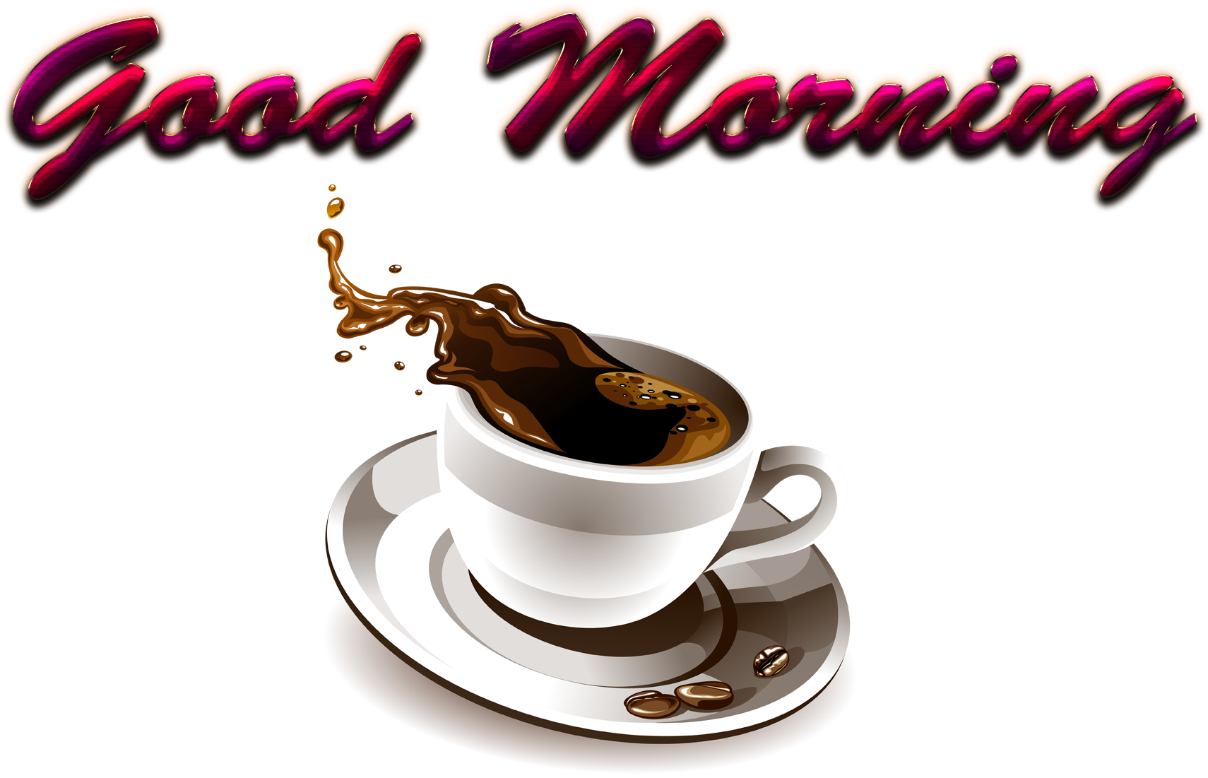 Good Morning Coffee Splash PNG Image