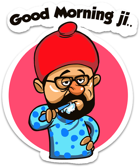 Good Morning Ji Cartoon Character PNG Image