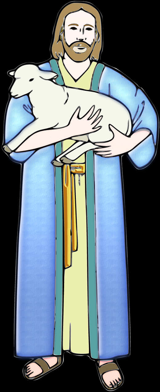 Good Shepherd Jesus Holding Lamb PNG Image