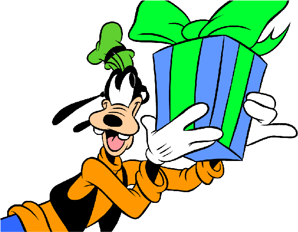 Goofy Holding Gift Box PNG Image