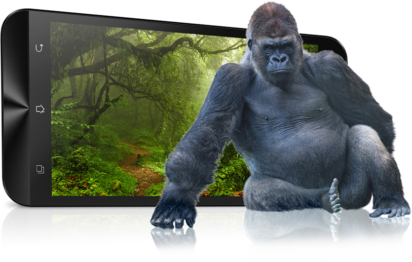 Gorilla Emerging From Smartphone Screen PNG Image