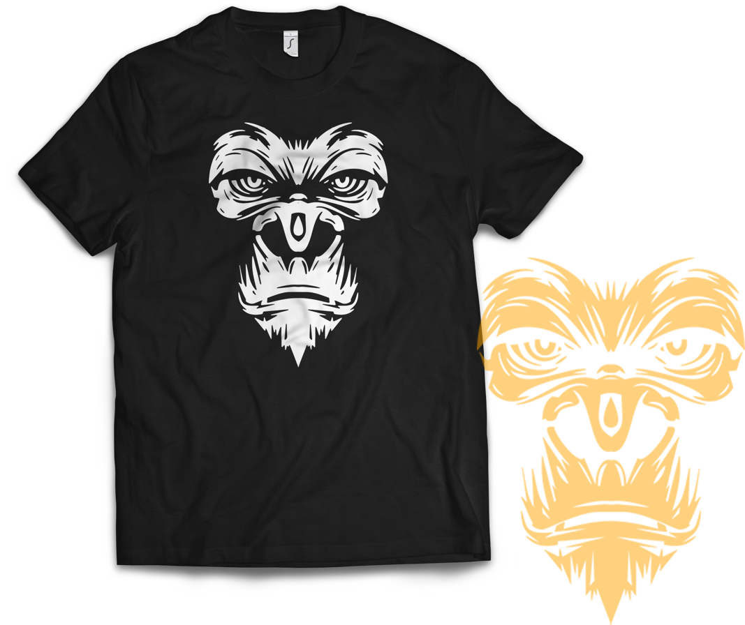 Gorilla Face T Shirt Design PNG Image