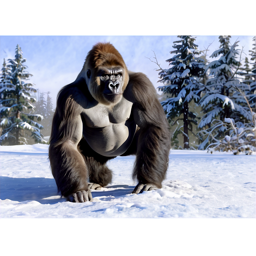 Gorilla In Snow Scene Png Uyd92 PNG Image