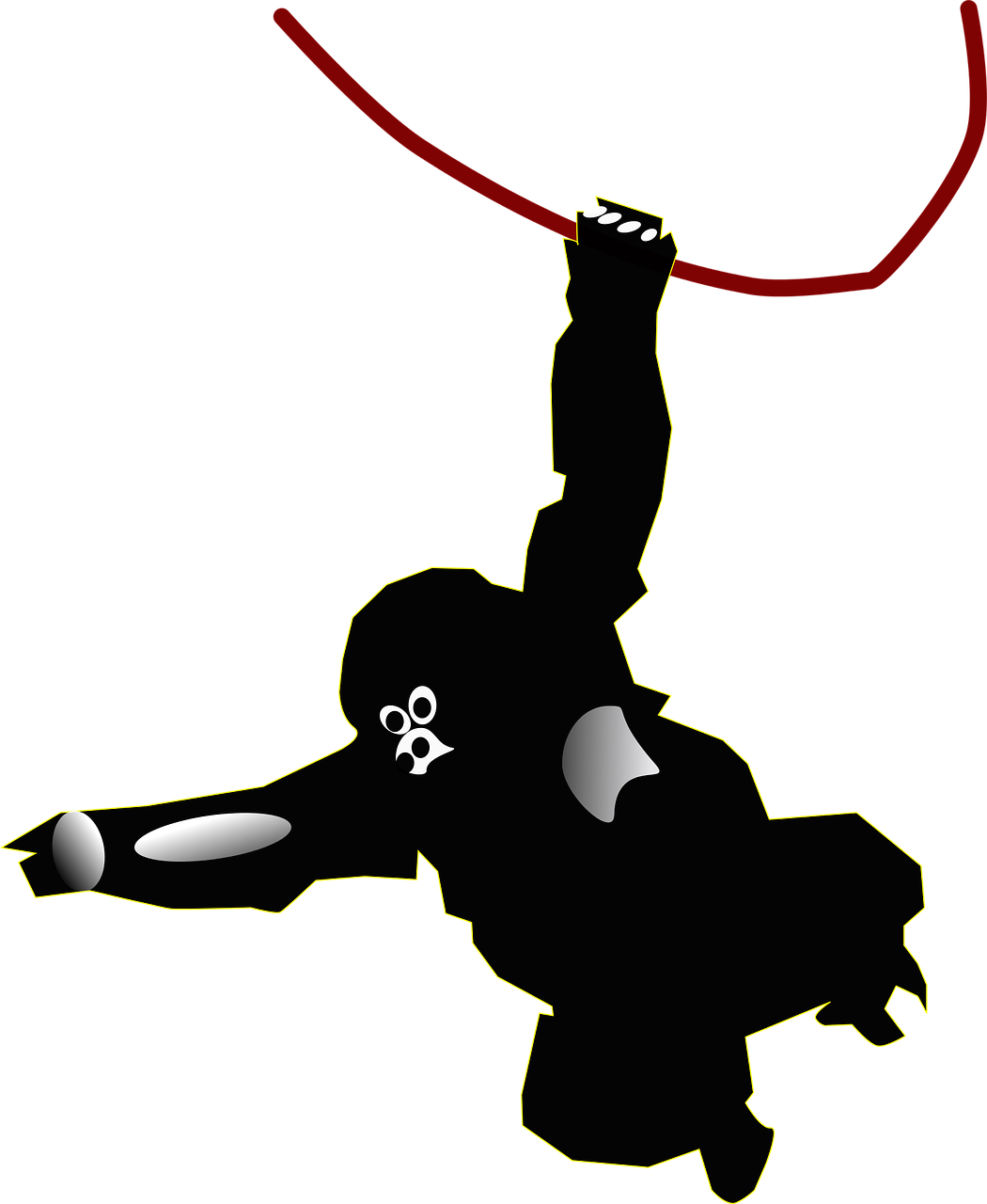 Gorilla Silhouette Swinging PNG Image