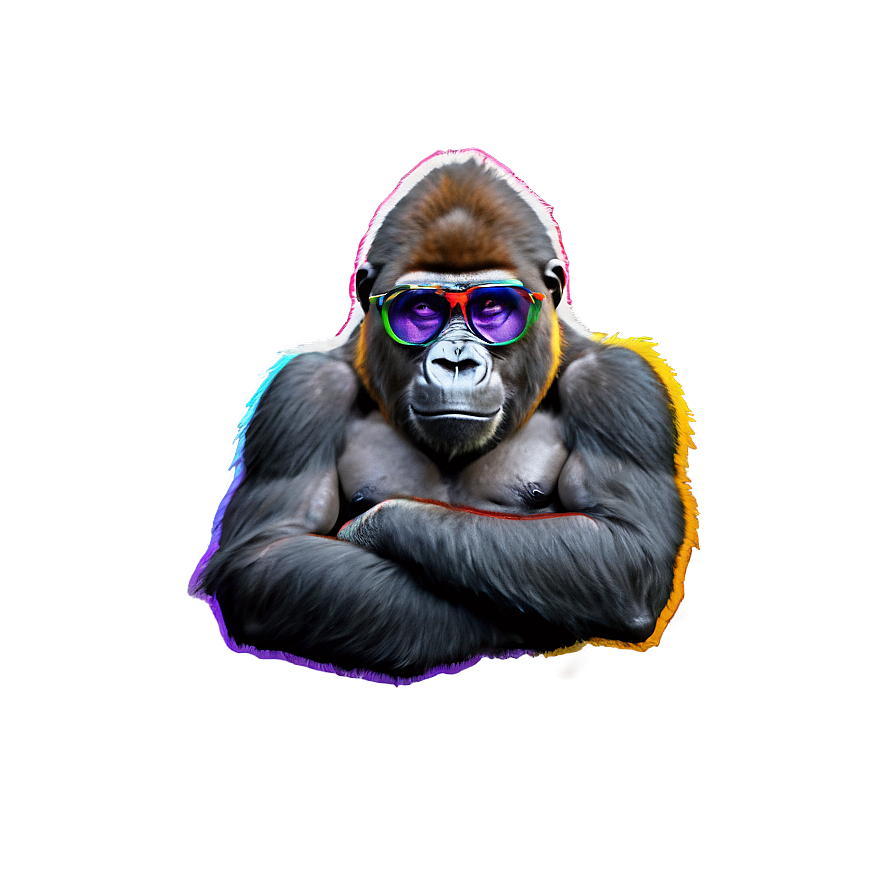 Gorilla With Colorful Glasses Png Fdp16 PNG Image