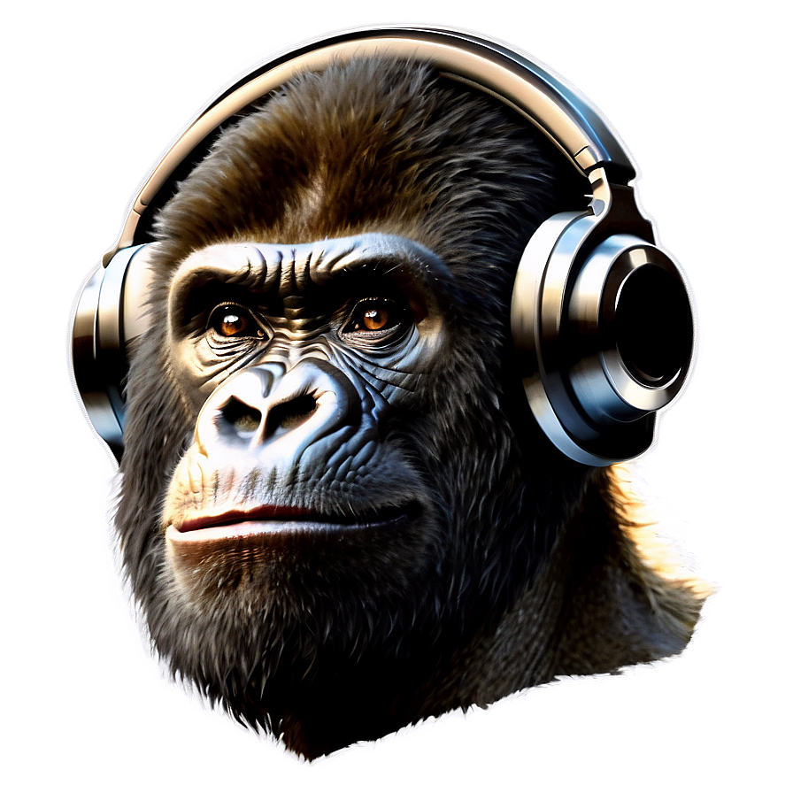 Gorilla With Headphones Png 05212024 PNG Image