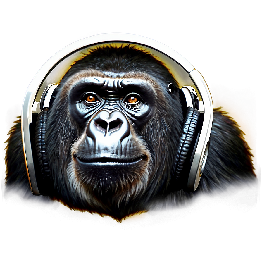 Gorilla With Headphones Png 05212024 PNG Image