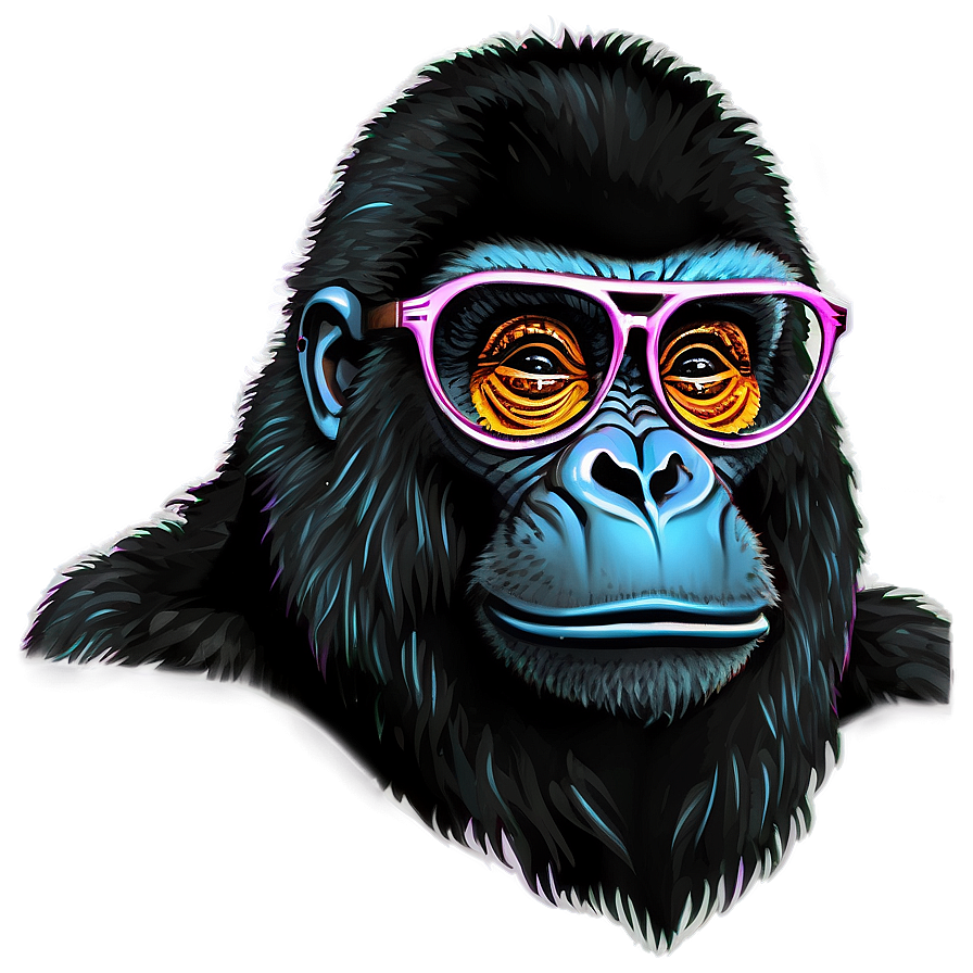 Gorilla With Round Glasses Png Aev PNG Image