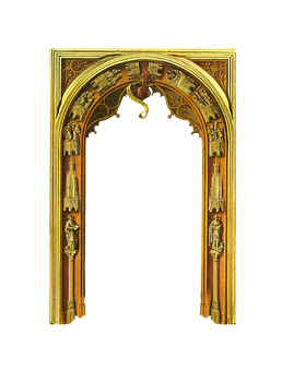 Gothic Archway Ornate Carvings PNG Image