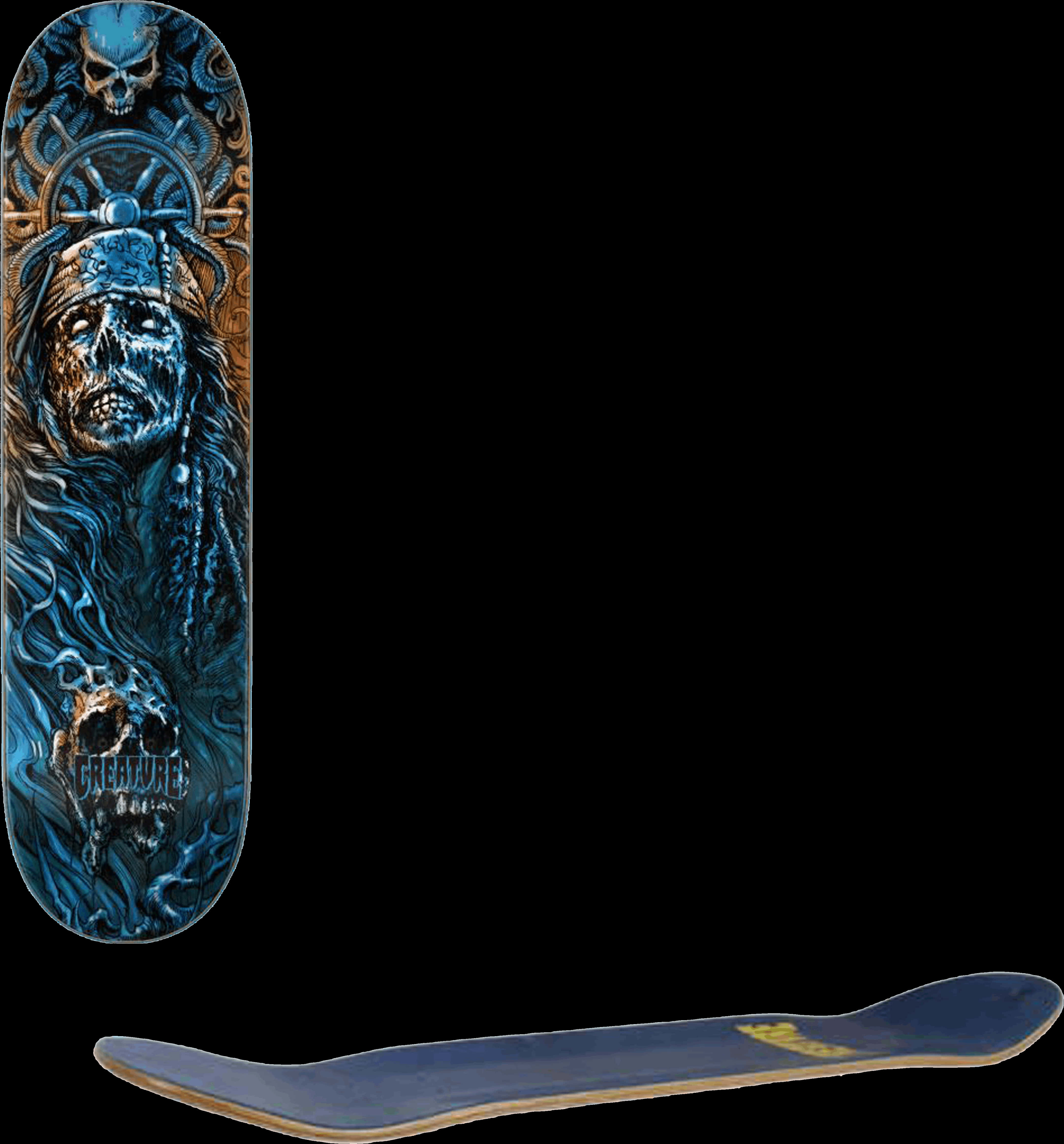 Gothic Art Skateboard Deck PNG Image