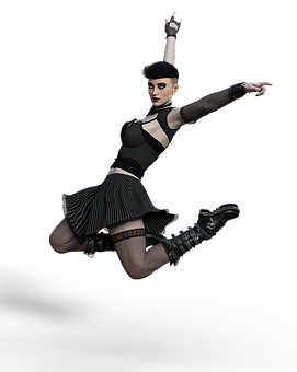 Gothic Dancerin Midair Leap PNG Image