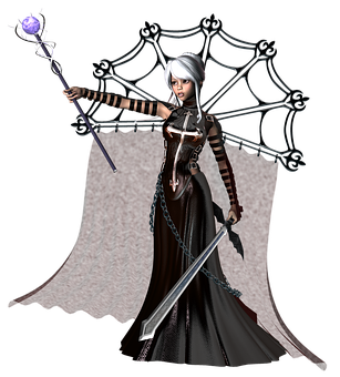 Gothic Fantasy Female Warrior PNG Image