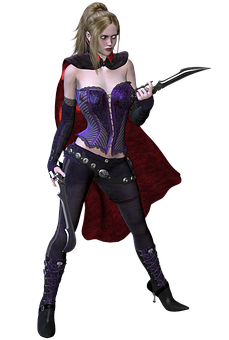 Gothic Fantasy Female Warrior PNG Image