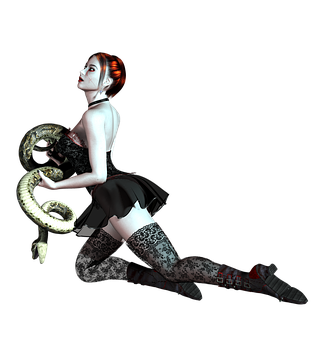 Gothic Girlwith Snake PNG Image