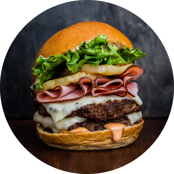 Gourmet Beef Hamburger Deluxe PNG Image