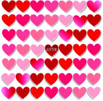 Gradient Hearts Love Pattern PNG Image