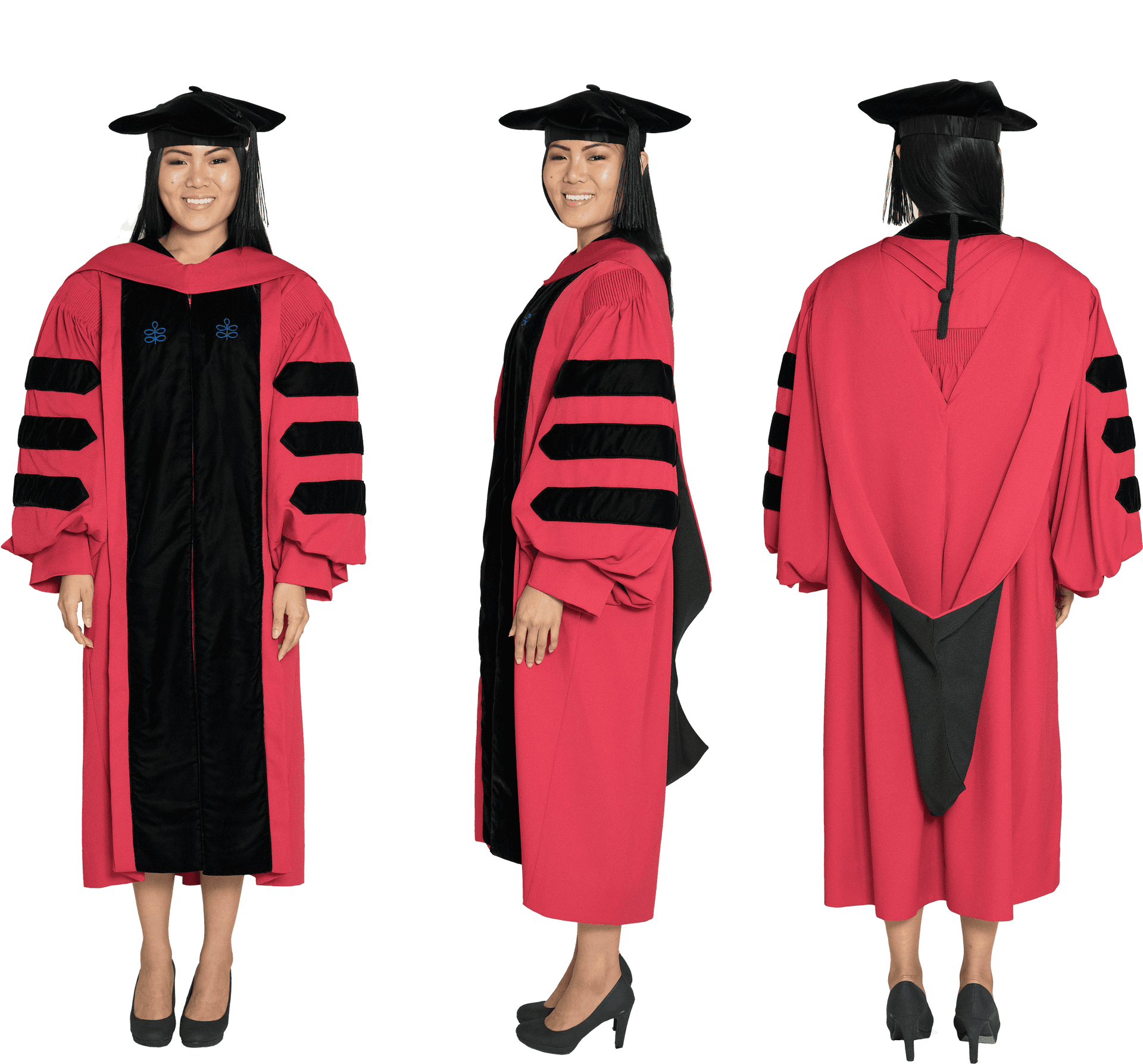 Graduate In Red And Black Regalia PNG Image