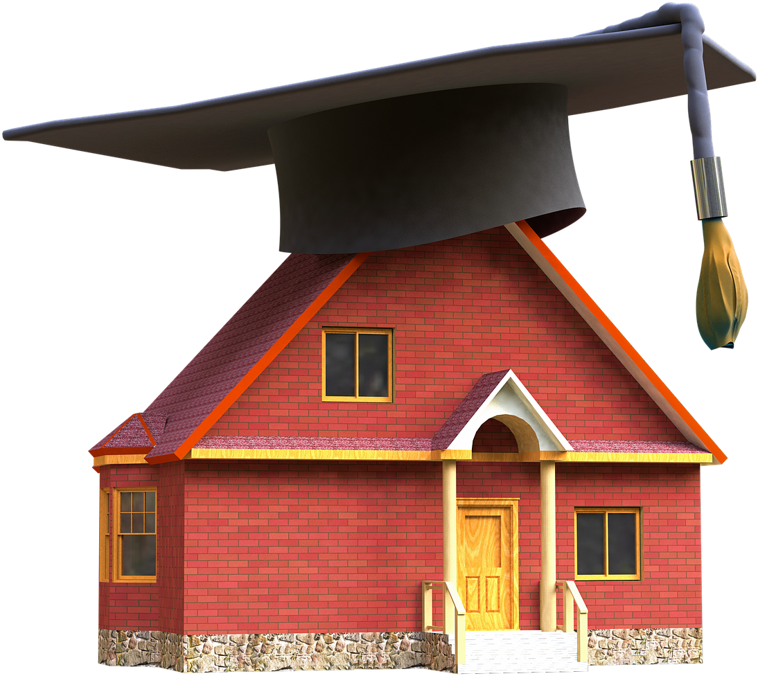 Graduation Cap House Concept PNG Image