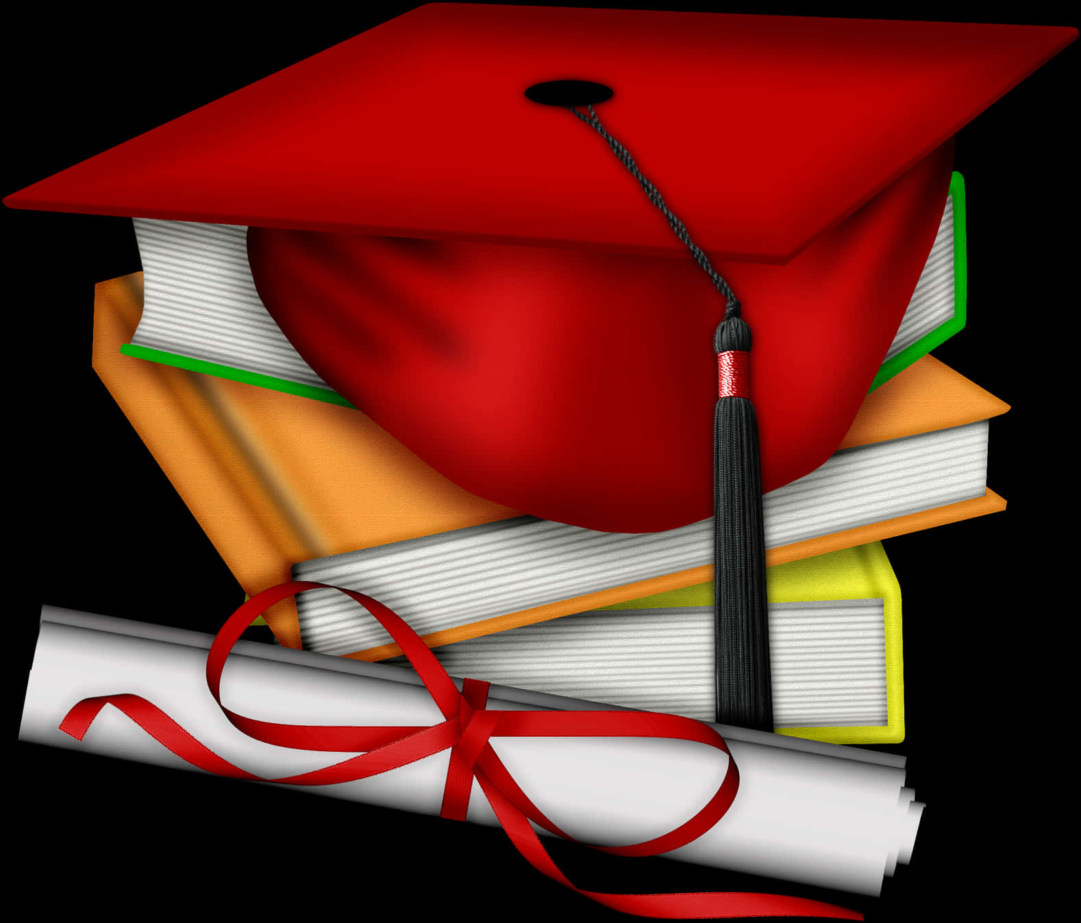 Graduation Capand Diplomaon Books PNG Image