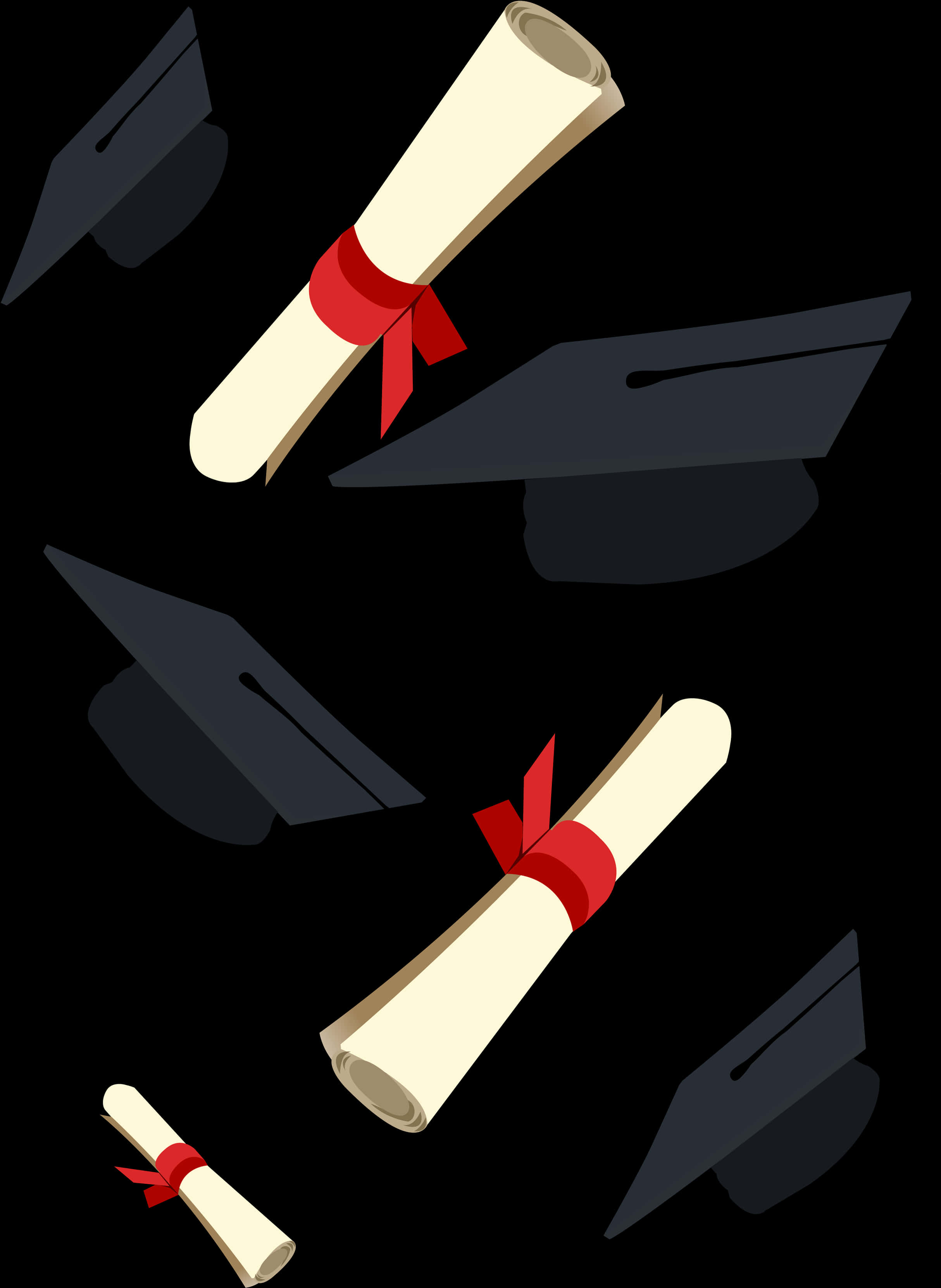 Graduation Capsand Diplomas Pattern PNG Image