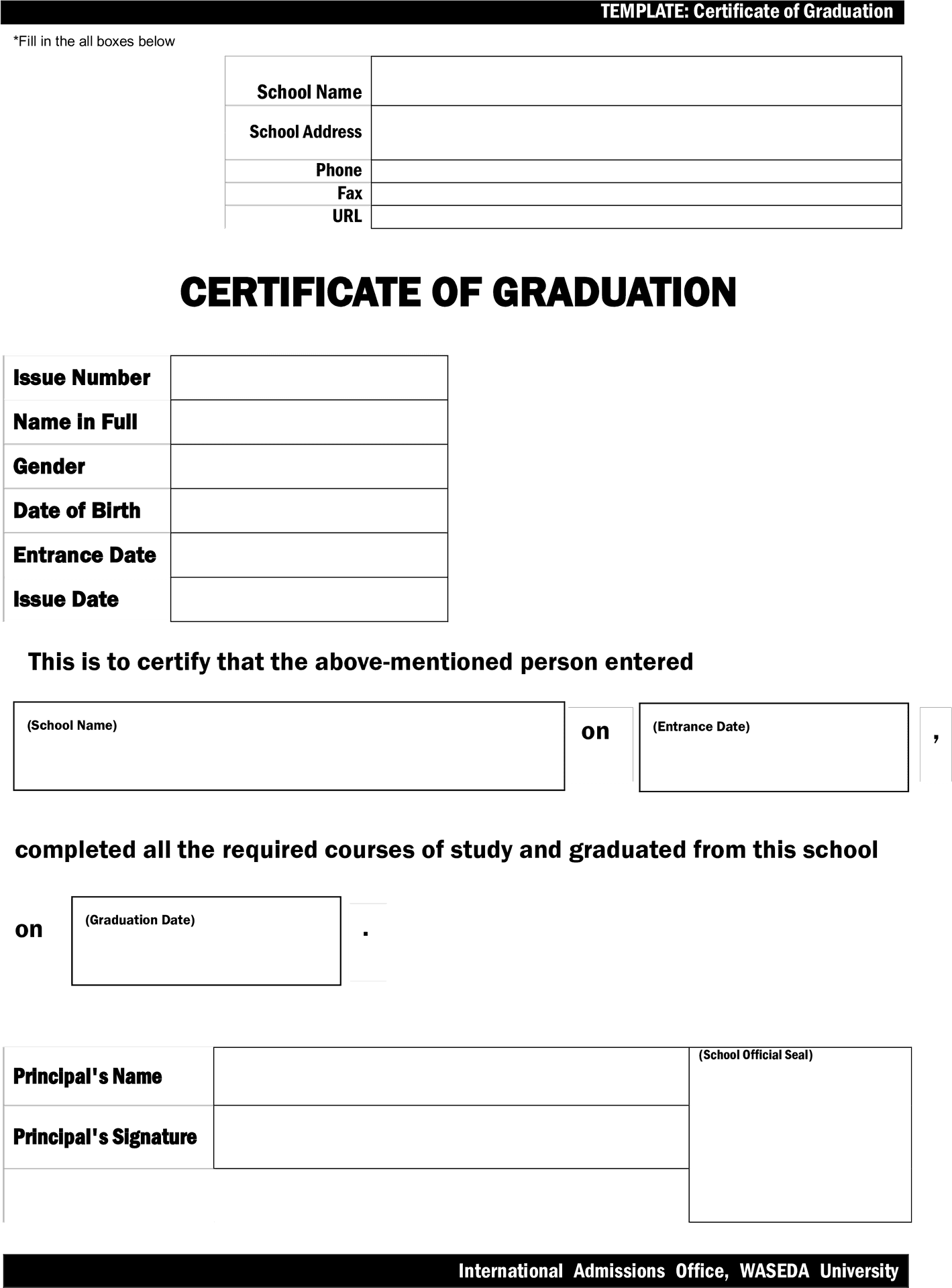 Graduation Certificate Template PNG Image