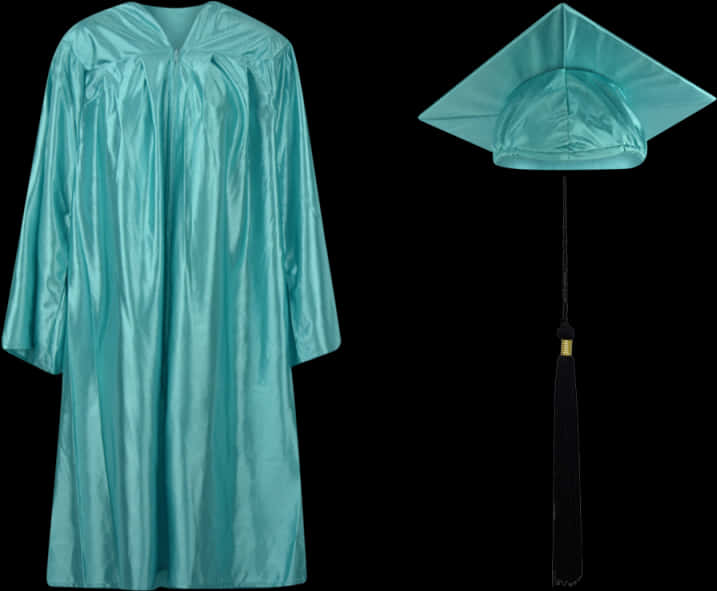 Graduation Gownand Cap Aqua Blue PNG Image