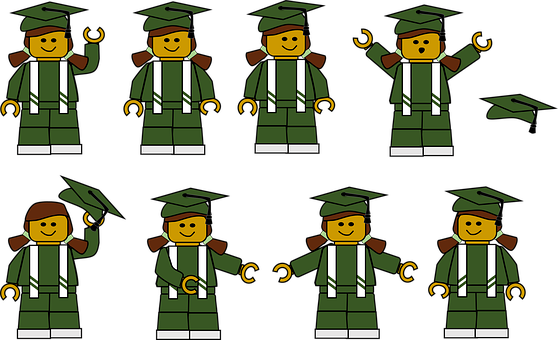 Graduation Lego Figures Animation PNG Image