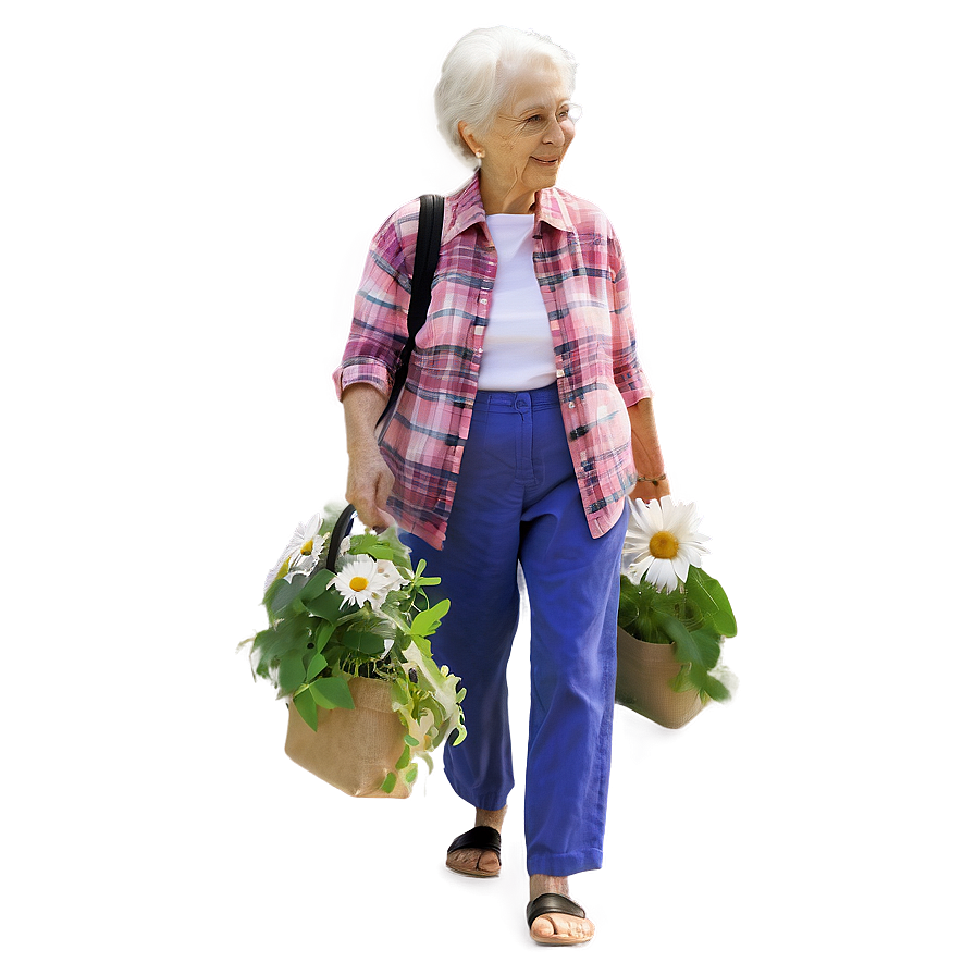 Grandma With Flowers Png 7 PNG Image