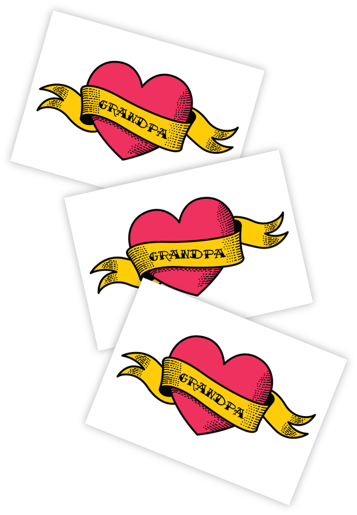 Grandpa Love Heart Tattoo Design PNG Image