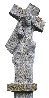 Granite Jesuson Cross Sculpture PNG Image