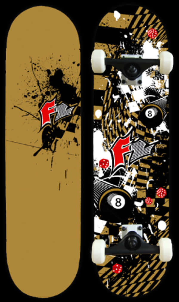 Graphic Design Skateboard Deck PNG Image